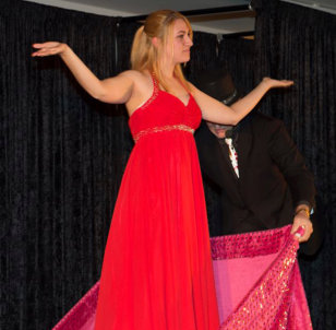 George's lovely assistant performing Quick Change as part of our Illusion Stage Show.