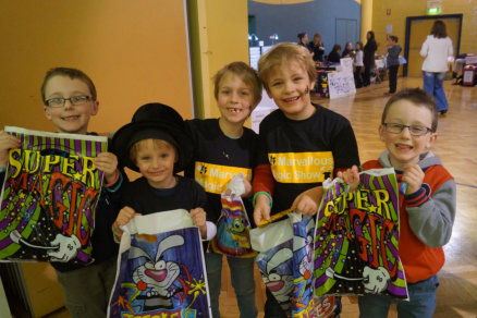 Kids having a ball with their goodies at the Marvellous Magic Show...